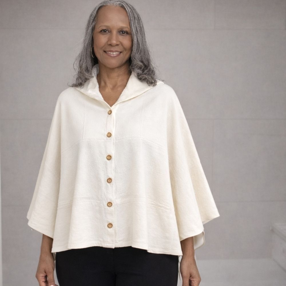 Off White Button-Up Cashmere Blend Cape - NWOT